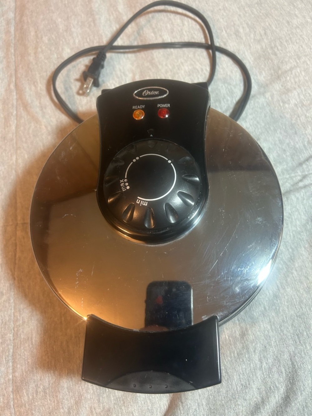 Oster Black and Silver Waffle Maker with Dial Control